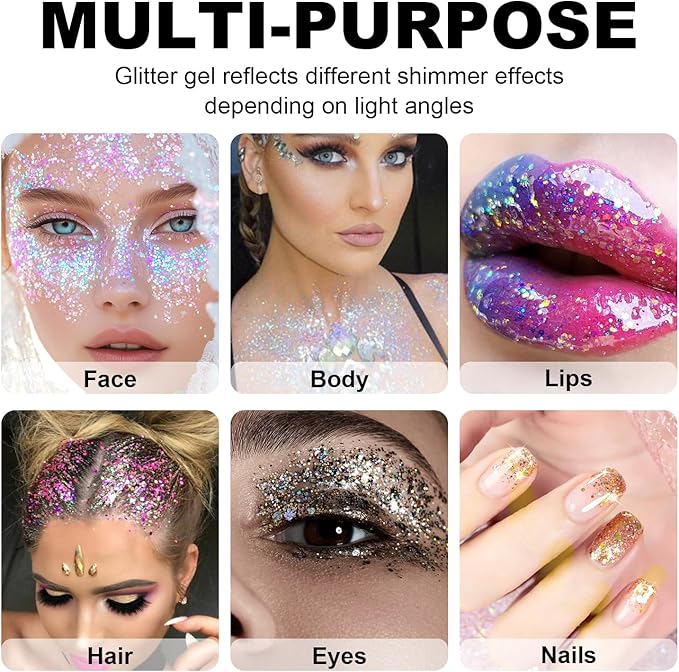 Gold Body Glitter Stick, Sparkling Hair Glitter Makeup for Kids and Women, Waterproof Face Hair and Body Glitter Makeup, Rave Accessories Carnival Chunky Sequins