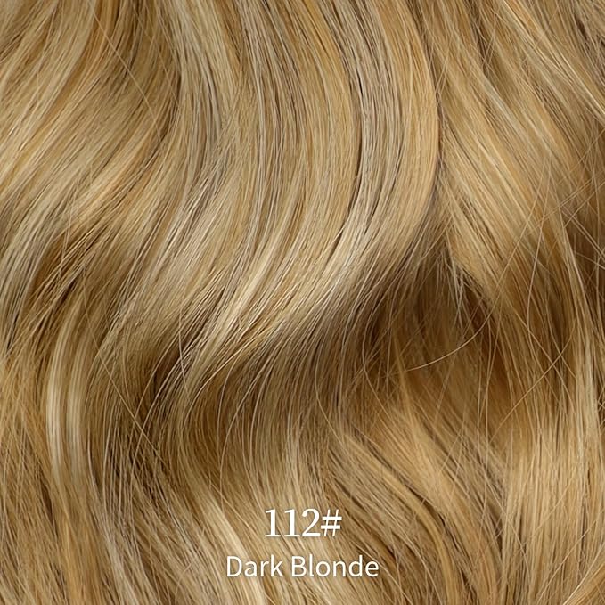 KooKaStyle Invisible Wire Hair Extensions with Transparent Headband Adjustable Size 4 Secure Clips Long Wavy Secret Wire Hairpiece 16 Inch 112#Honey Blonde for Women