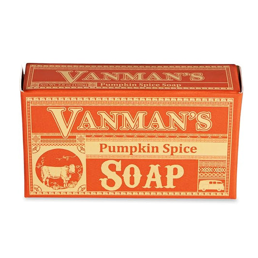 VanMan Pumpkin Spice Body Soap - Grass Fed Finished Suet Beef Tallow & Pumpkin Puree - Nourishing, Hydrating & Moisturizing Natural Bar Soap with Essential Oils - Autumn Scent - 3.8 oz Bar (1 Pack)