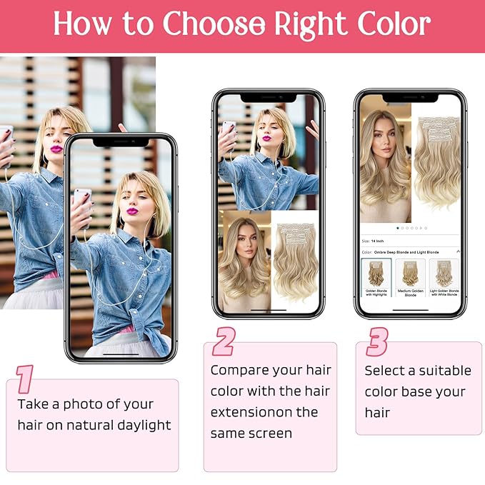 HOOJIH Clip in Hair Extensions 4PCS 14" Short Curly Clip on Hair Extensions Invisible Lace Weft Natural Soft Hairpieces for Women - Light Blonde