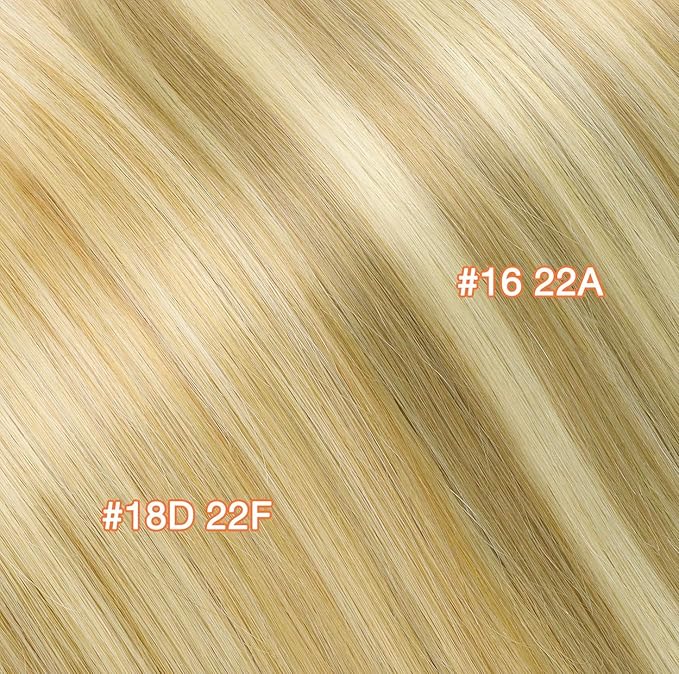 GOO GOO Invisi Edge Clip in Hair Extensions Set, 18inch 140g, 4pcs Injected Seamless PU Clip ins and 3pcs Classical PU Clip ins, Virgin Real Human Hair, #(T3/8) P(T3/613)