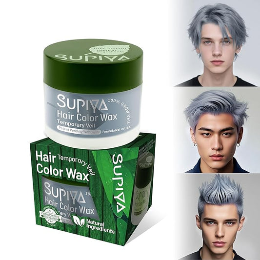 Temporary Hair Color Wax for Men - SUPIYA Washable Hair Wax Color, All-Day Hold Disposable Hair Wax for Party, Cosplay & Daily (Color # 83W)