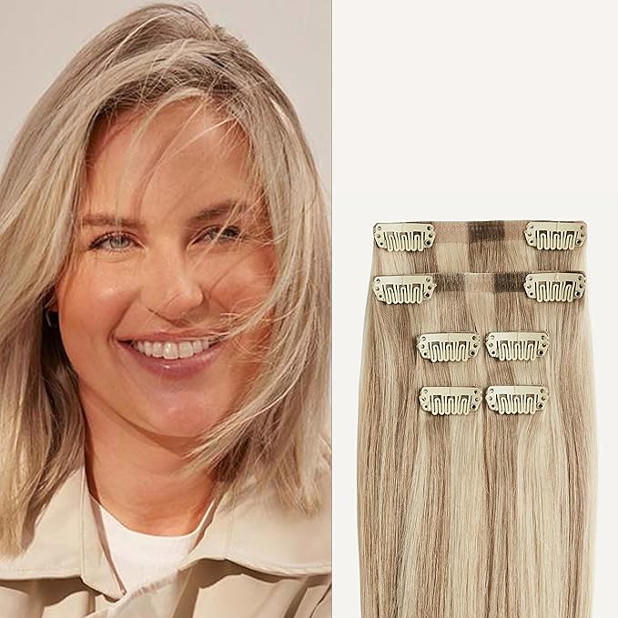 Luxy 100% Remy Human Hair Extensions for Thin Hair Thinning Hair Fill-Ins – 6 Seamless Wefts Multi-Dimensional Color Blend - Natural-Looking Volume & Coverage 95 grams 20" Dimensional Cream Blonde