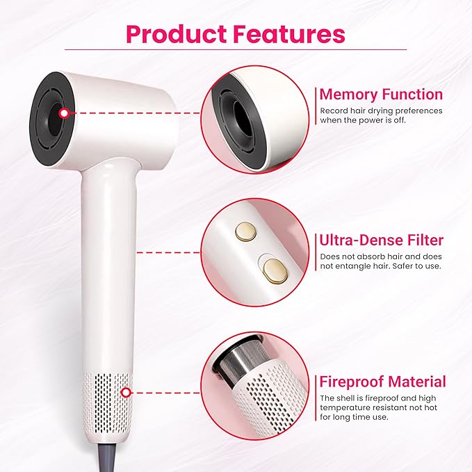 Premium Professional 1500W Portable High Speed Hair Dryer, Tideway Blow Ionic Hair Dryer, Travel Blowdryers for Hair, Gift, Home