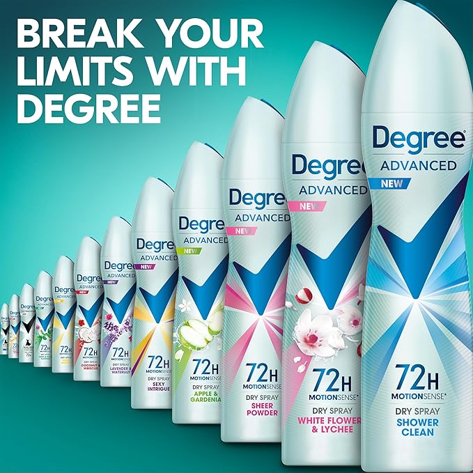 Degree Women’s Travel Deodorant Antiperspirant 24-Pack – Body Heat Activated 72H Protection Mini Dry Sprays, Shower Clean Scent, 1 Oz Ea