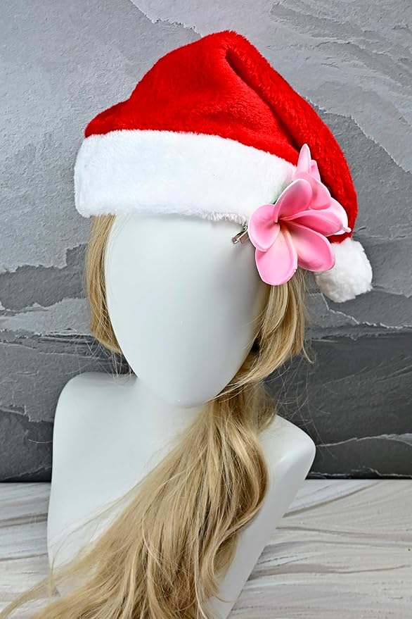 Pack of 2 Real Touch Flowers Hawaiian Flower Hair Clips Plumeria Hibiscus Hair Clips Handmade Hair Accessories for Beach Wedding Bridal Party Mother's Day Women Girls Holiday Gifts (c-823, 2pcs)