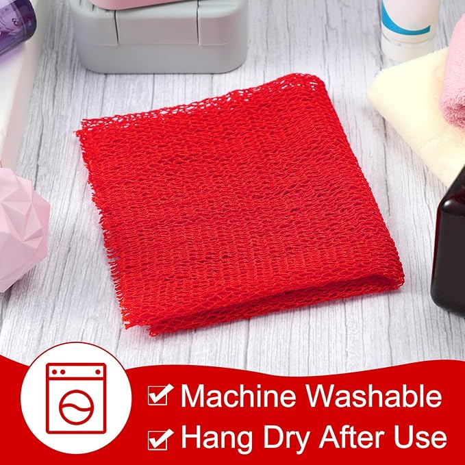 Geiserailie African Net Sponge Long Bathing Net Shower Body Scrubber Back Scrubber Skin Smoother Bathing Sponge for Daily Use or Stocking Stuffer(Red)