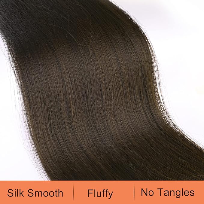 SEIKEA 28" Ponytail Extensions Drawstring Long Straight Fake Pony Tail Natural Soft Clip in Hair Extension Synthetic Heat Resistant Hairpiece - Dark Chocolate Brown