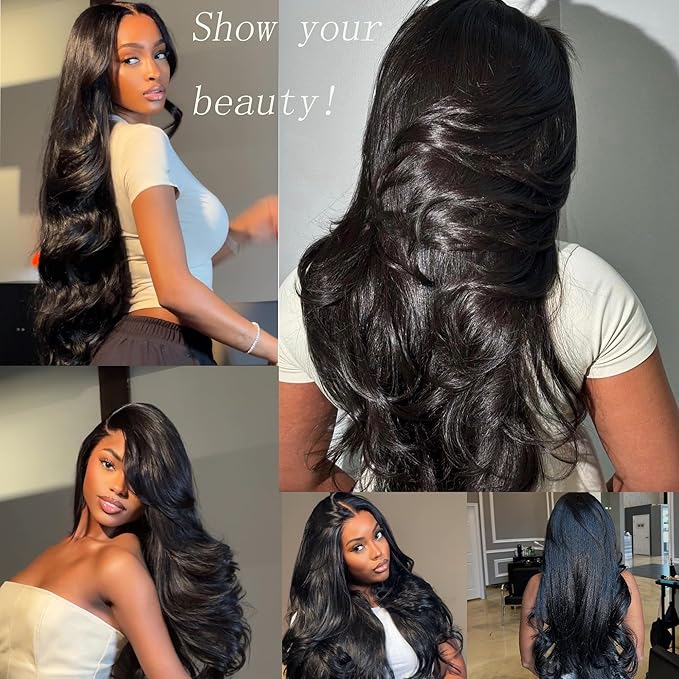 Body Wave 12A Human Hair Bundles 14 16 18 Inch Body Wave Bundles Human Hair 100% Unprocessed Virgin Hair Extensions Raw Quick Weave Extensions Natural Black