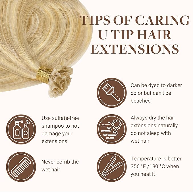 GOO GOO U Tip Hair Extensions Real Human Hair, Double Volume 100g 100S, 20 Inch Hot Fusion U Tip Extensions, Invisible Remy Hair, 18D/22F Dirty Blonde Highlights