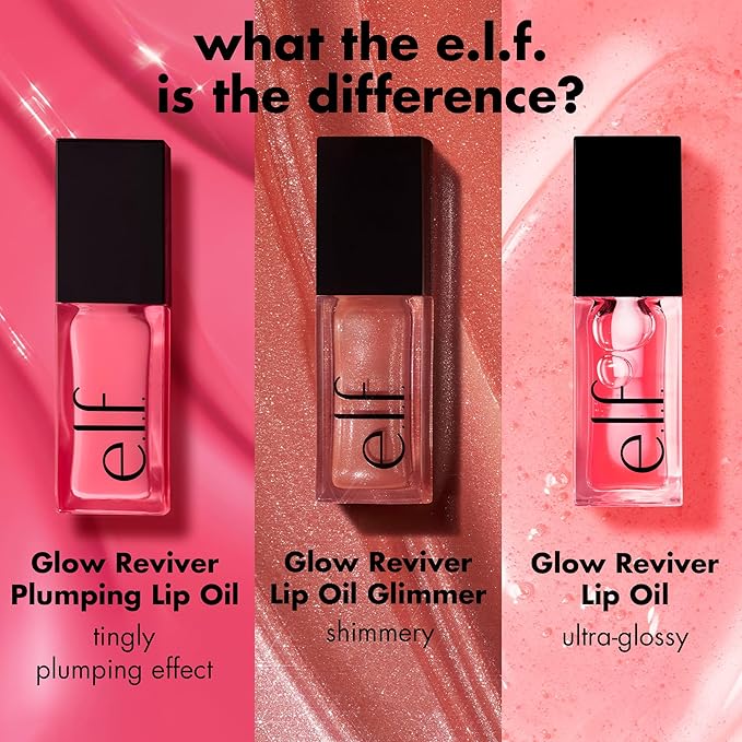 e.l.f. Glow Reviver Plumping Lip Oil, Tinted Lip Plumper For A High-Shine, Plump Finish, Infused With Jojoba Oil, Vegan & Cruelty-Free, Dreamsicle