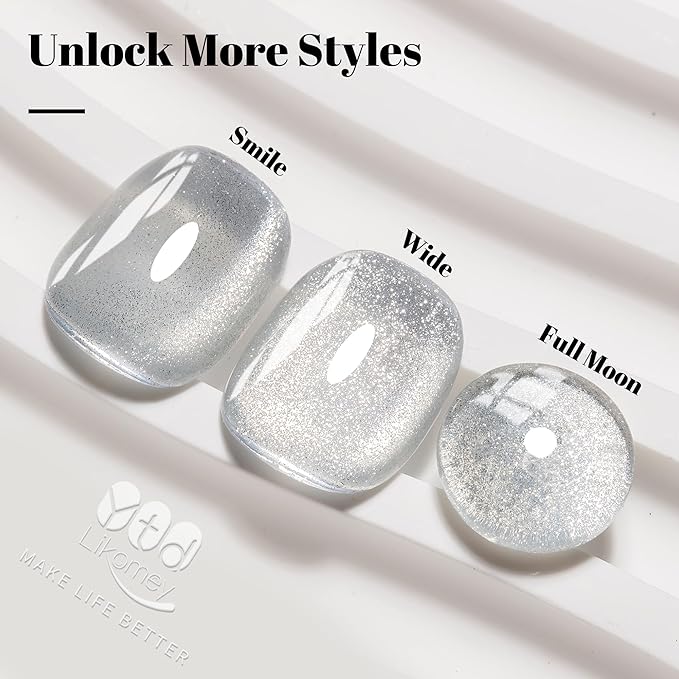 YTD Likomey Cat Eye Gel Nail Polish,Crystal 15ml Bright Silver Magnetic Shimmer Shimmer Glitter Translucent Shiny Fall Winter Salon Home UV Nail Varnish with Magnet Stick,HEMA Free TPO Free,MY518