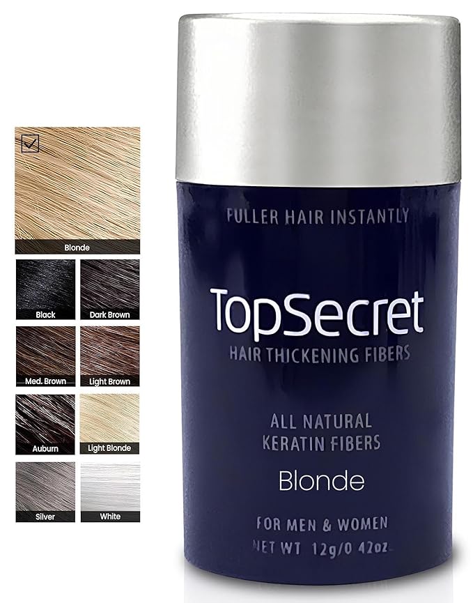 Top Secret Hair Thickening Building Fibers Refills - Undetectable & Natural Hair Filler - for Men & Women - Instantly Fill In Fine Thinning Hair - Weather & Sweat Resistant (Blonde, Regular)