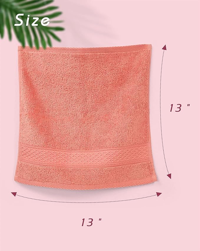 Cleanbear Face-Cloth Washcloths Set,100% Cotton, High Absorbent, 6-Pack 6 Colors, Size13 x13-deep Color