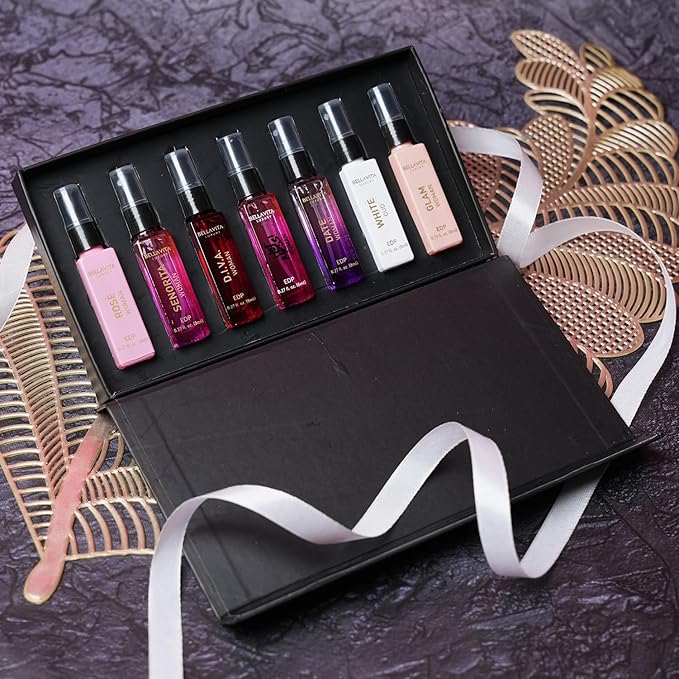 BellaVita Luxury Discovery Set Womens Perfumes (7x8ml) | Mini Perfume Gift Set for Women with Rose, OUD & Pepper Oriented | Compact Long-Lasting Floral Perfumes for Women | Cruelty Free Fragrance