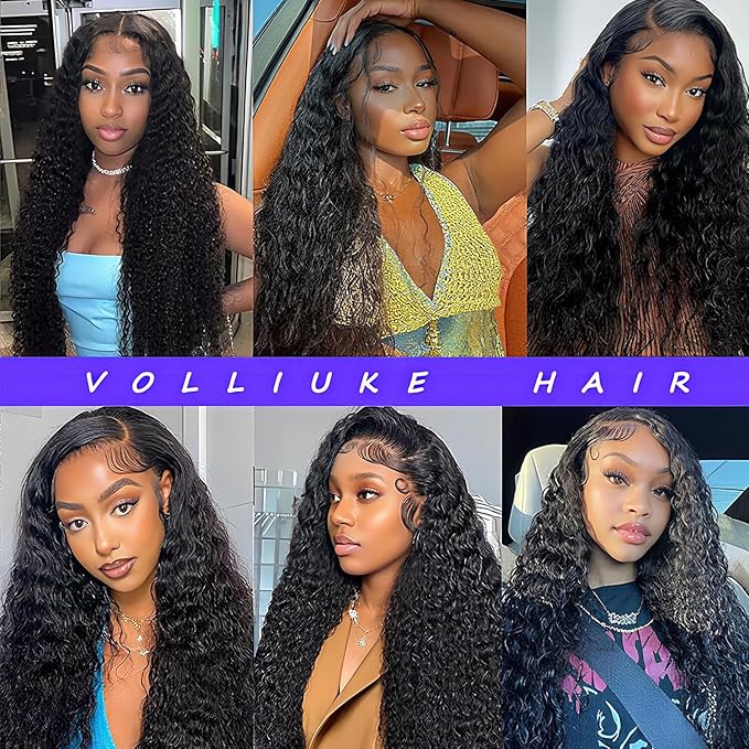 30 Inch Deep Wave Lace Front Wigs Human Hair 13x6 HD Transparent Deep Curly Lace Frontal Wigs 200% Density Glueless Wigs Human Hair pre Plucked with Baby Hair Natural Color