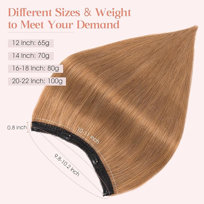 Hairro Wire Hair Extensions Human Hair, Fish Line Invisible Adjustable & Clips in Extensions Straight, 100% Real Hairpieces Seamless Blending for Women, 20 Inch 100g Light Brown