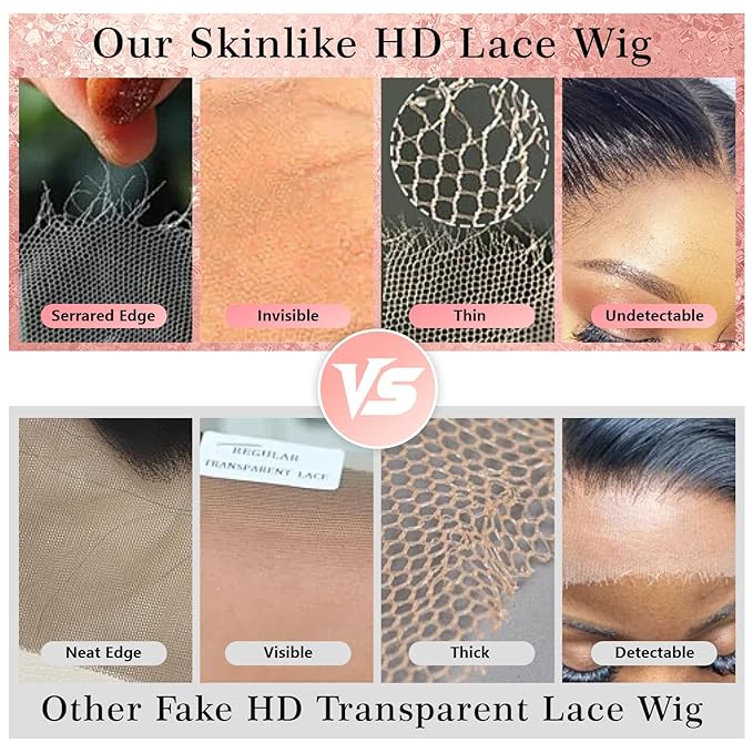 SKINLIKE HD Lace 13x4 Full Frontal Lace Wig 4/27 Honey Blonde Highlight Ombre 0.10mm Ultra-thin Invisible Swiss Lace Front Wigs Body Wave Lace Frontal Wigs Human Hair Pre Plucked Bleached Tiny Knots
