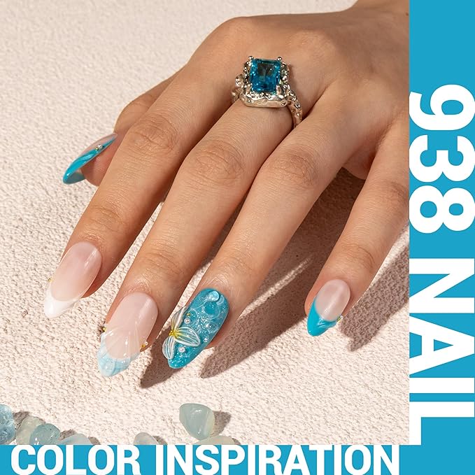 MelodySusie Thick Ocean Blue Gel Nail Polish,0.5fl oz Nails Soak Off UV LED Light Baby Blue Gel Polish Christmas Gift for Women Nail Art Manicure Salon DIY Nail Design Decoration at Home-938
