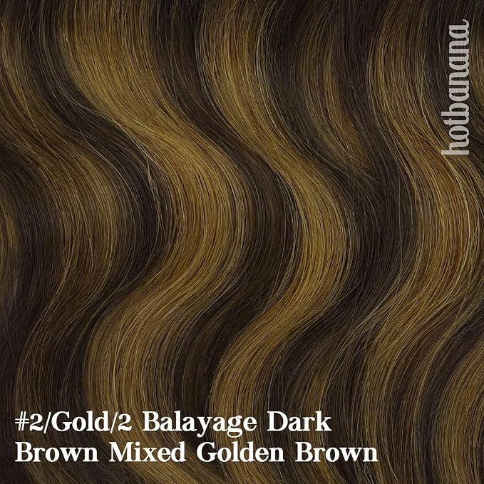HOTBANANA Human Hair Clip in Hair Extensions, Balayage Dark Brown Mixed Golden Brown 120g Clip in Hair Extensions Real Human Hair Straight Remy Hair Clip Ins 24 Inch 7pcs