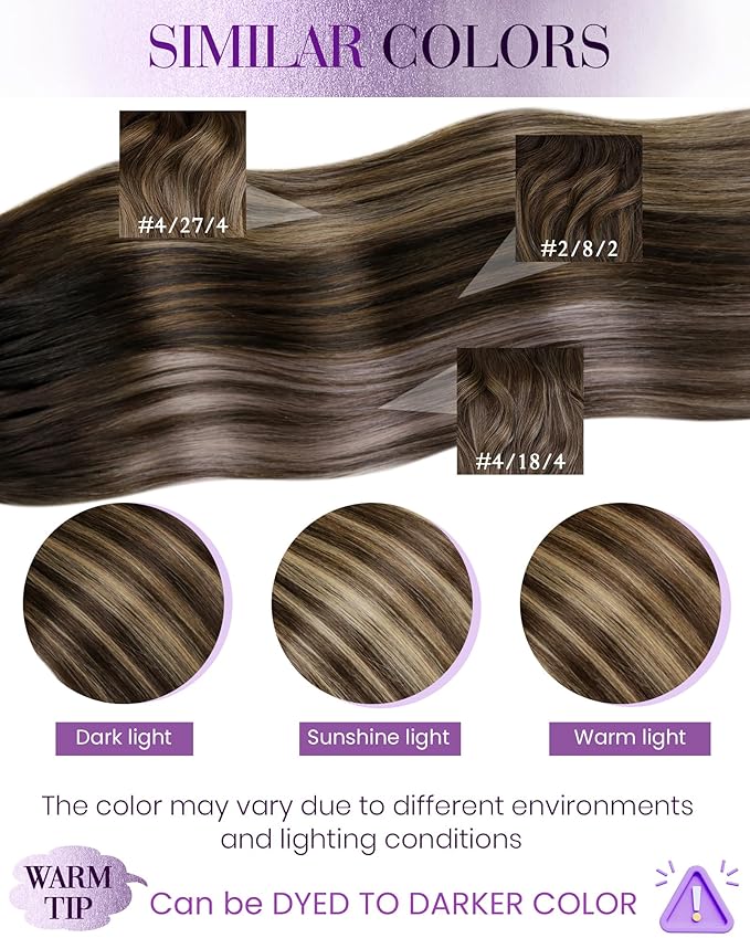 LaaVoo Micro Beads Hair Extensions Balayage Microlink Hair extensions Human Hair Medium Brown to Caramel Brown Micro Ring Human Hair Extensions 50g 50s 18 Inch