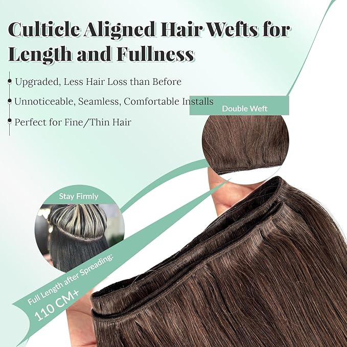 Weft Hair Extensions Human Hair 18 Inch #2 Dark Brown Sew in Hair Wefts Long Straight Brown Weave Bundles Sew in Hair Extensions Real Human Hair for Women 100G