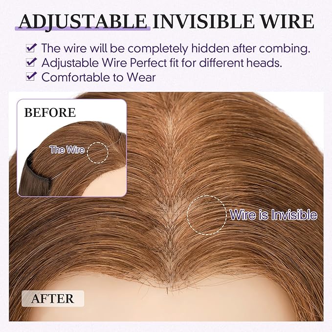 Halo Hair Extensions Real Human Hair,Halo Hair Extension 100% Human Hair, Wire Hair Extensions,Straight Natural Brown 18inch/65g