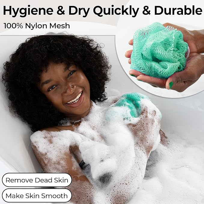 African Net Sponge Authentic - Back Scrub Exfoliating Net Sponge with Knots - 2 Pieces African Bath Sponges for Body Scrubber Exfoliator - Back Washer for Shower Accessories