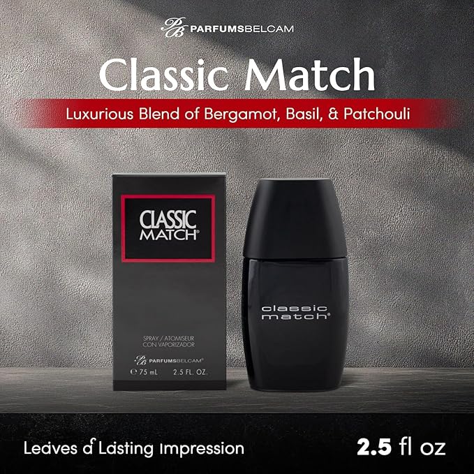 PB ParfumsBelcam CM Noir Eau De Toilette Spray for Men – Fresh Fougere Cologne, Bergamot, Basil, Patchouli, Long-Lasting Scent, Masculine Fragrance – 2.5 Fl Oz