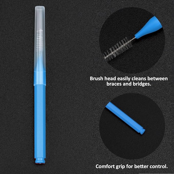 Patelai 100 Pieces Braces Brush for Cleaner Interdental Brush Toothpick Dental Tooth Flossing Head Oral Dental Hygiene Flosser Toothpick Cleaners Tooth Tool(Blue, Grey, White,Various Sizes)