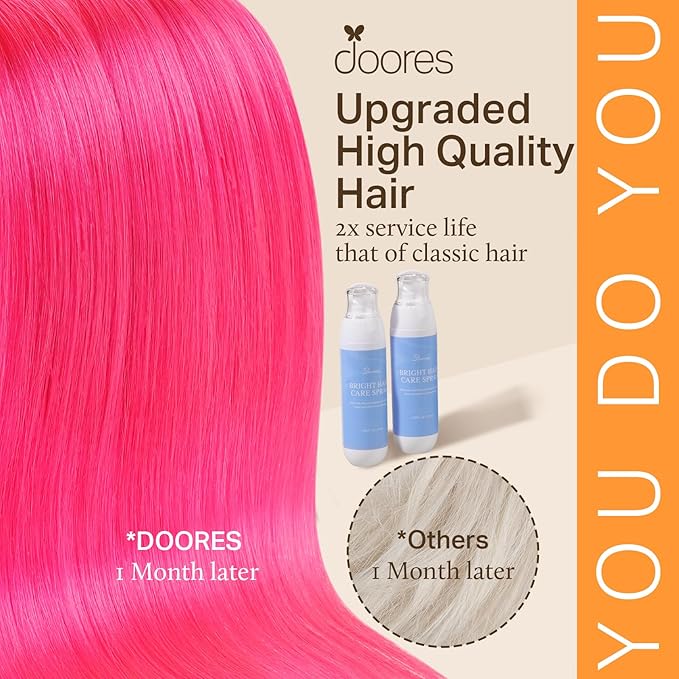 Doores I Tips Real Human Hair Extensions, Hot Pink 22 Inch 25g/25s