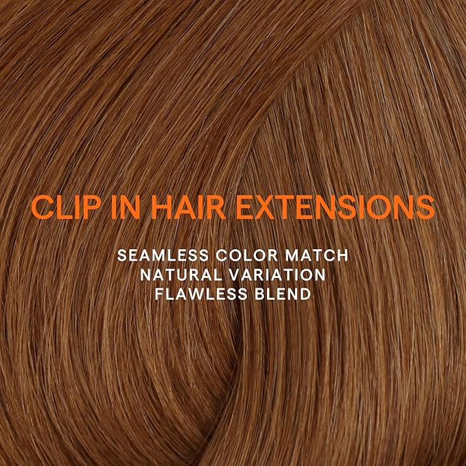 Full Shine Auburn Brown Clip in Hair Extensions Auburn Hair Extensions Clip ins for Straight Hair for White Women Triple Weft 16 Inch 7 Pcs 120 G