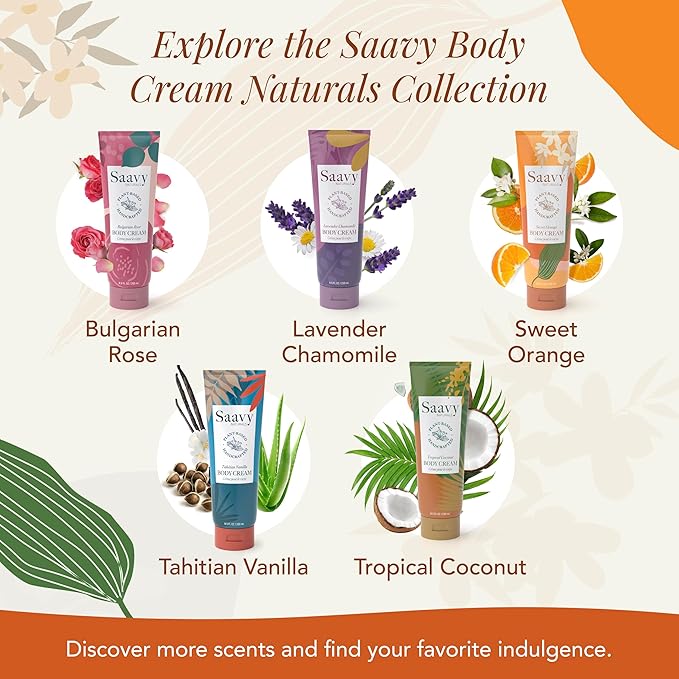 Saavy Naturals Body Cream Sweet Orange Plant-Based Ingredients| Made In USA | Absorbent Shea Butter Vegan Formula, Thick and Creamy Body Moisturizer, Body Lotion for Dry Skin- 8.5 Fl Oz, 2 Pack
