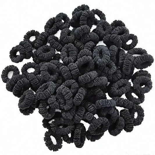500 PCS Multicolor Cotton Hair Ties, Small Seamless Kids Hair Ties – Soft No-Crease Baby Hair Elastics for Girls, Kids & Toddlers, Gentle Ponytail Holders for Thin & Thick Hair. (Black)