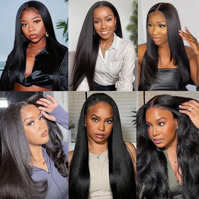 Yaki Straight Clip in Hair Extensions for Black Women Brazilian Human Hair Extensions 8Pcs Remy Hair Extensions Clip in Human Hair with 18Clips Double Lace Weft 120g 14inch Natural Black