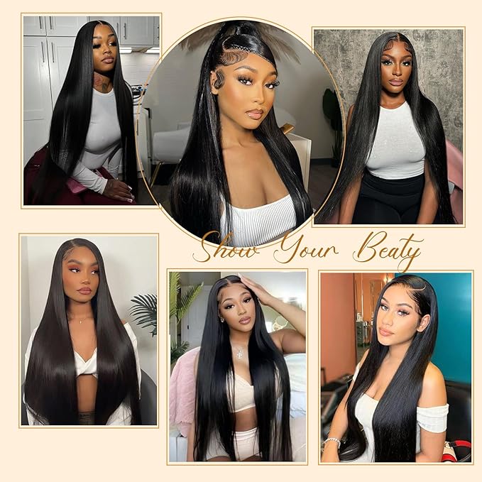 13x6 Hd Lace Front Wigs Human Hair 100 Percent Human Hair Wig Straight Human Hair Wigs for Women Lace Frontal Wigs Human Hair Natural Color 36inch