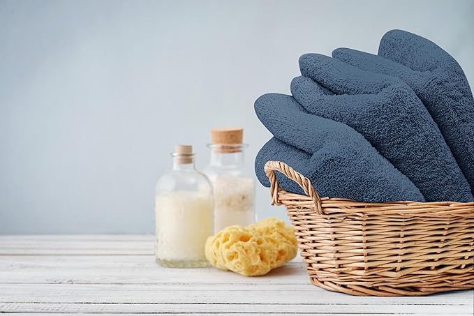 Premium Hand Towels Pack of 6 (16" x 30”) 100% Combed Ring Spun Cotton | Highly Absorbent Hand Towels Set | Ultra Soft for Home, Gym & Spa (Slate Blue)