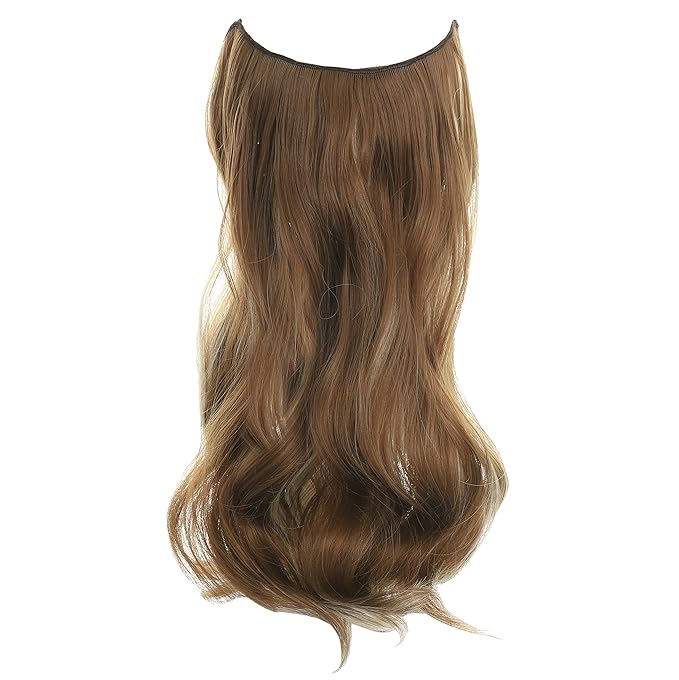 Invisible Wire Hair Extensions Transparent Wire Adjustable Size 4 Secure Clips Long Wavy Curly Secret Hairpiece 18 Inch for Women