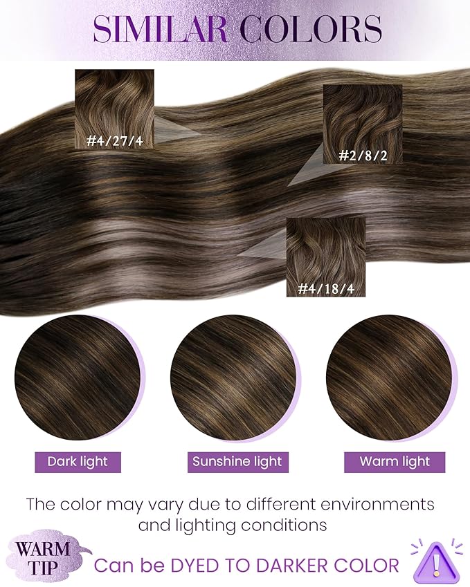 LaaVoo I Tips Human Hair Extensions Dark Brown Balayage Brown I Tip Hair Extensions Human Hair Seamless Itips Hair Extensions Silky Straight for Women 24inch 100g 100s