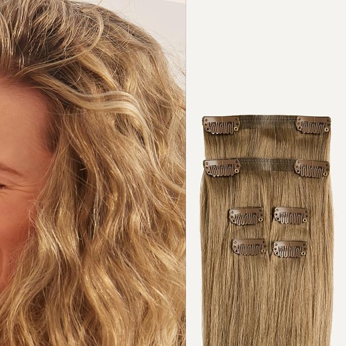 Luxy 100% Remy Human Hair Extensions for Thin Hair Thinning Hair Fill-Ins – 6 Seamless Wefts Multi-Dimensional Color Blend - Natural-Looking Volume & Coverage 95 grams 20" Bronde Balayage Thinning