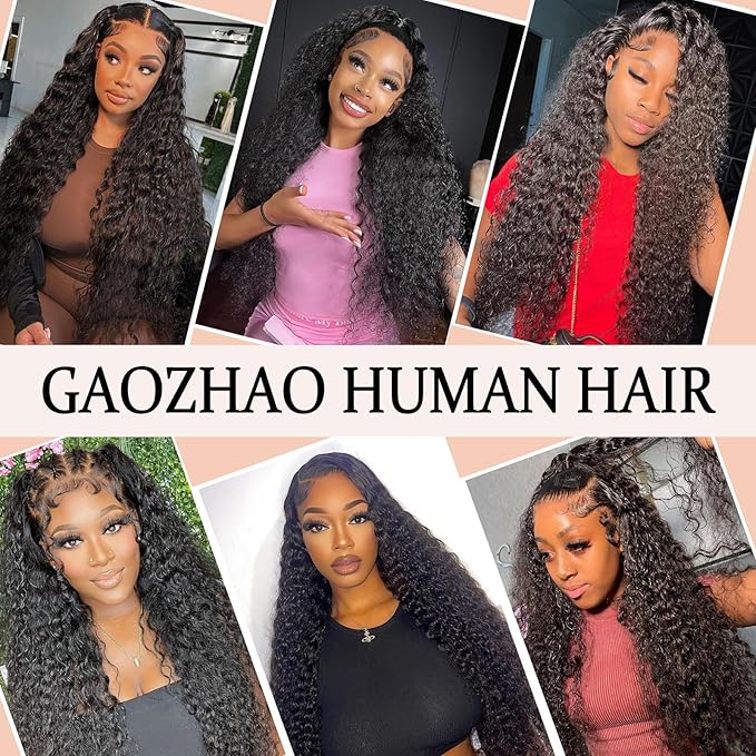 26 Inch Water Wave Lace Front Wigs Human Hair Pre Plucked 13x6 Deep Part HD Lace Frontal Wig 200 Density Curly Human Hair Wig for Women