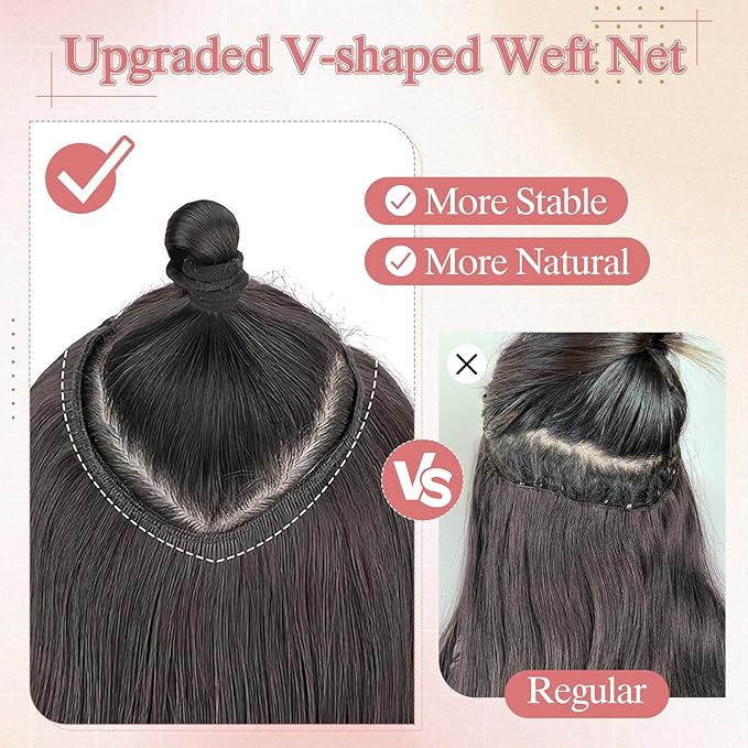 One Pieces Clip in Hair Extensions Human Hair Upgraded V-Shaped 5 Clips in Hair Extensions Human Hair Long One Piece Hairpiece for Women,20 Inch,#04 Chocalate Brown,70g