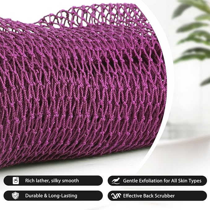 SubSahara African Net Sponge Authentic - 2 Pieces Exfoliating Scrubber for All Skin Types, Ideal for Face & Body Daily Use, Durable, Gentle Exfoliation (Rose Red & Mint Green)