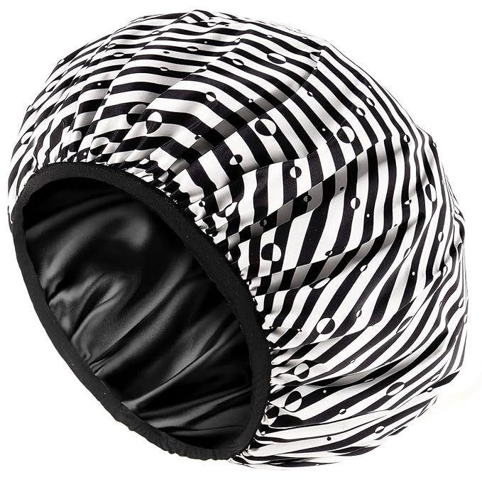 Yanibest Shower Cap for Women - Hair Satin Bonnet Shower Cap for Women Waterproof Extra Large Double Layer Reusable Adjustable for Braids Long Hair