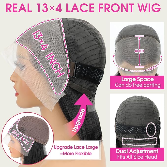 Human Hair Wig Body Wave Lace Front Wigs 180% Density 13x4 Pre Plucked Natural Hairline with Baby Hair HD Frontal Lace Wig For Women 18 inch