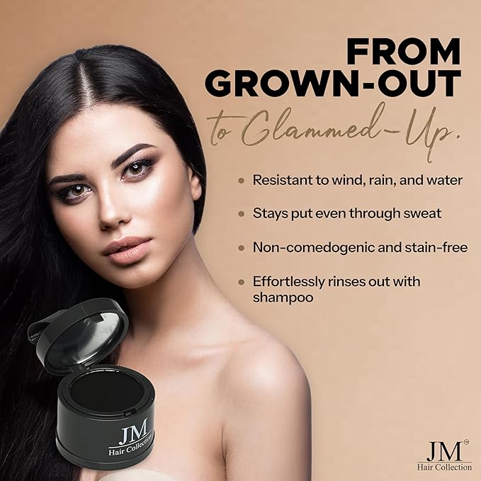 Root Cover Up – Black Temporary Hair Color Powder for Gray Root Concealing & Touch-Up – Water-Resistant, Easy-Blend Compact for All Hair Types