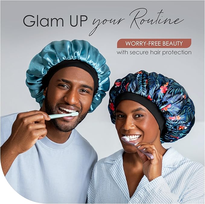 CAPLORD Double Sided Satin Bonnet for Sleeping - Adjustable Silk Sleep Cap for Women and Men