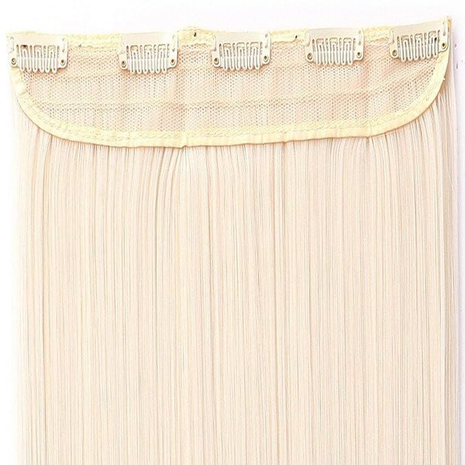 S-noilite Trendy 26 Inches-Straight 3/4 Full Head One Piece 5clips Clip in Hair Extensions Long (Light Blonde)