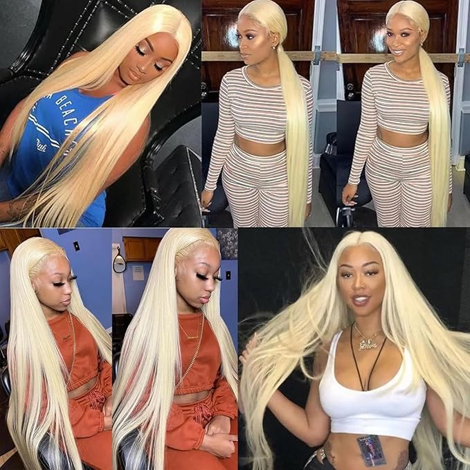 Freiuoke Blonde Hair 613 Bundles Human Hair Blonde Straight Bundle Brazilian Virgin Hair 3 Bundles 32 32 32 Inch Straight 613 Bundle