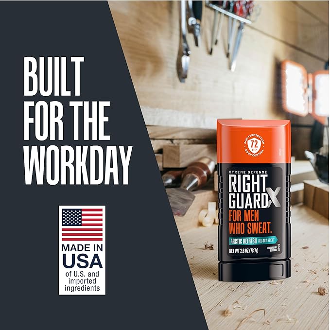 Right Guard Xtreme Defense Invisible Solid, Antiperspirant Deodorant, Arctic Refresh Scent - 5-in-1 Deodorant for Men, 72-Hour Odor Control, 2.6 oz (4 Pack)